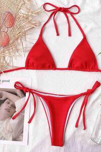 Kırmızı Angelsin Bağlamalı Bikini Üstü - Thumbnail