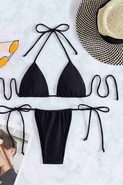 Angelsin - Angelsin Brezilya Model Bağlamalı Bikini Altı Siyah (1)