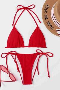 Kırmızı Angelsin Brezilya Model Bağlamalı Bikini Takım - Thumbnail