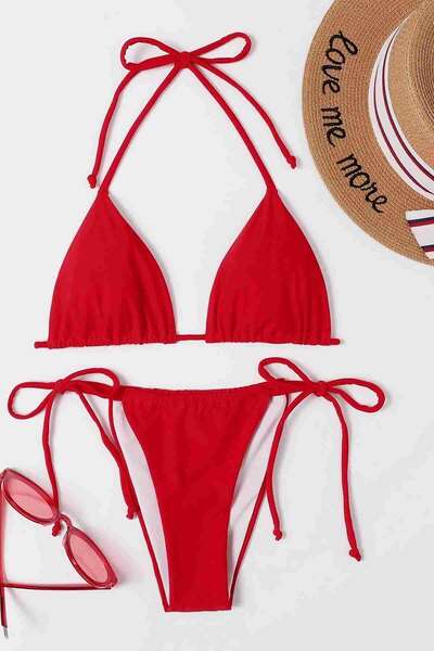Angelsin - Kırmızı Angelsin Brezilya Model Bağlamalı Bikini Takım (1)