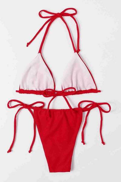 Kırmızı Angelsin Brezilya Model Bağlamalı Bikini Takım