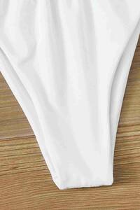 Angelsin Brezilya Model Büzgülü Bağlamalı Bikini üstü Beyaz - Thumbnail