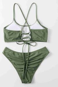Yeşil Angelsin Brezilyan Arkadan Büzgülü Sırt Bağlamalı Bikini Takım - Thumbnail