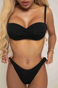 Siyah Angelsin Brezilyan Şık Bikini Altı - Thumbnail