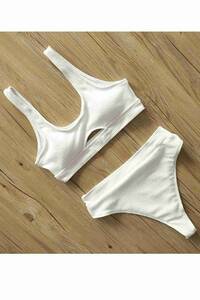 Beyaz Angelsin Göğüs Dekolteli Bikini Takım - Thumbnail