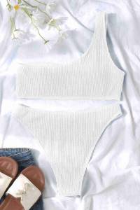 Beyaz Angelsin Özel Fitilli Kumaş Bikini Takım - Thumbnail