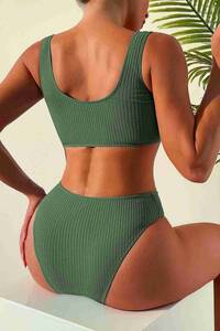 Yeşil Angelsin Özel Fitilli Kumaş Yüksek Bel Bikini Altı - Thumbnail