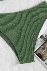 Yeşil Angelsin Özel Fitilli Kumaş Yüksek Bel Tankini Bikini Takım - Thumbnail
