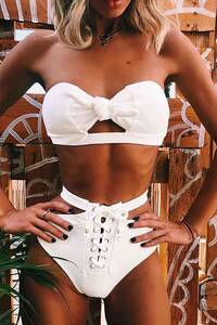 Angelsin Beyaz Özel Tasarım Bikini Takım - Thumbnail