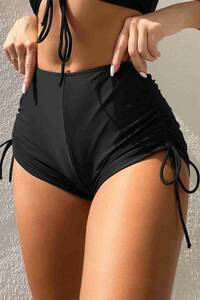 Siyah Angelsin Özel tasarım Büzgü Detaylı Bikini Altı - Thumbnail