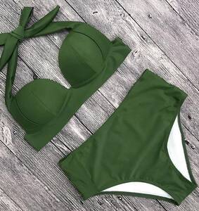 Yeşil Yüksek Bel Bikini Takım - Thumbnail
