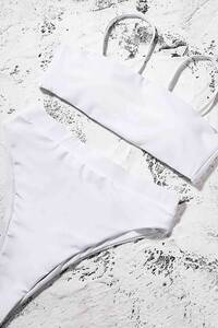 Angelsin Beyaz Yüksek Bel Bikini Takım - Thumbnail