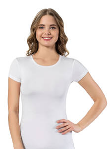 Lüx DRM - Beyaz Bambu Kısa Kollu Kadın Atlet