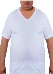 Öztaş - Beyaz Büyük Beden Battal %100 Pamuklu V Yaka Kısa Kollu Erkek Atlet