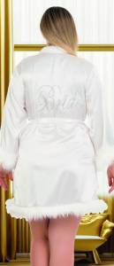Lady - Beyaz Tüylü Bride Büyük Beden Sabahlık (1)