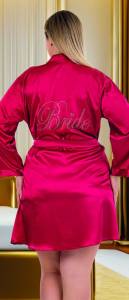 Lady - Bordo Bride Saten Büyük Beden Sabahlık (1)