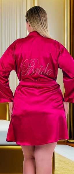 Lady - Bordo Bride Saten Büyük Beden Sabahlık (1)