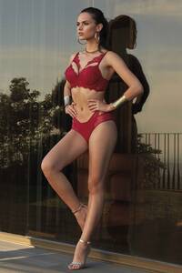 Nurteks - Bordo Destekli Dantelli Push Up Sütyen Külot Takım