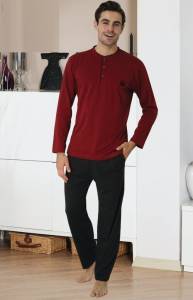Effortt - Bordo Dört Mevsim Erkek Pijama Takım