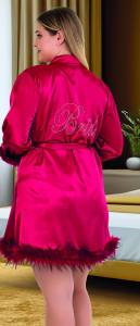 Lady - Bordo Tüylü Bride Büyük Beden Sabahlık (1)