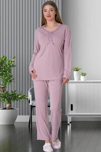 Büyük Beden Kadın Sabahlıklı Pijama Takımı - Thumbnail