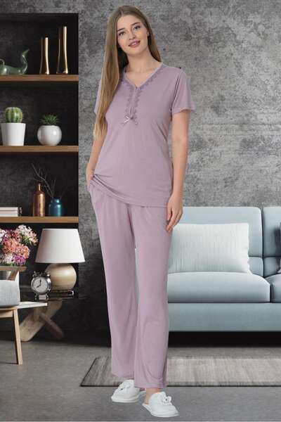 Mecit Pijama - Büyük Beden Kısa Kollu Kadın Pijama Takımı (1)