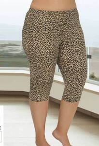 Lady - Büyük Beden Leopar Desen Kapri Tayt