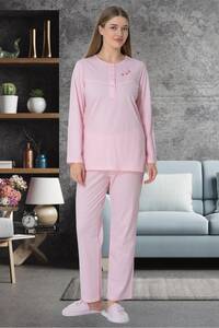 Büyük Beden Pamuklu Kadın Pijama Takımı - Thumbnail