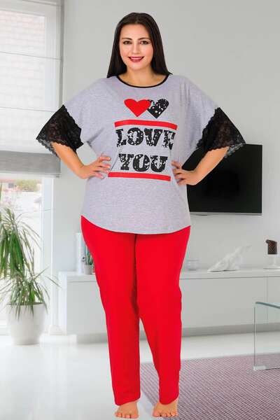 Büyük Beden Spor Dantelli Kadın Pijama Takım