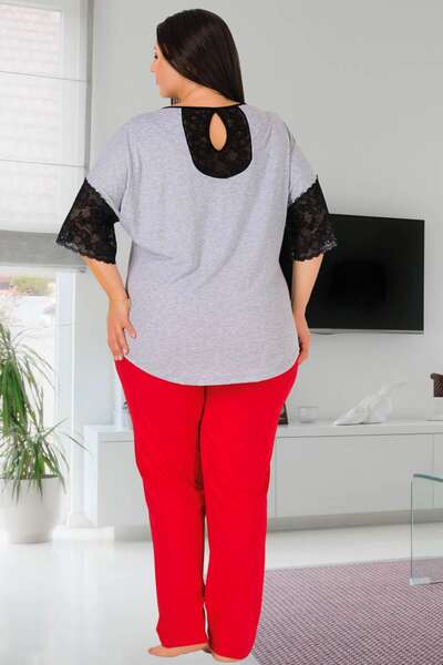 Büyük Beden Spor Dantelli Kadın Pijama Takım