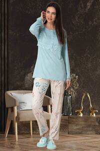 Çiçek Desenli Modal Kadın Pijama Takımı - Thumbnail