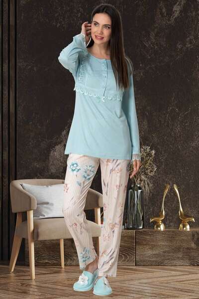 Çiçek Desenli Modal Kadın Pijama Takımı