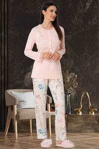 Çiçek Desenli Modal Kadın Pijama Takımı - Thumbnail