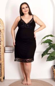 Lady - Çiçek Desenli Siyah Viskon Kumaş Sabahlıklı Gecelik Takımı (1)