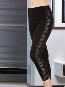 Lady - Dantel Detaylı Siyah Tayt