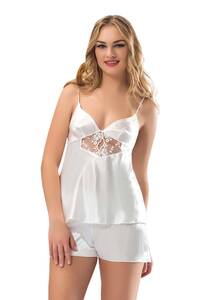 Sistina - Dantelli Saten Atlet ve Şort Takım
