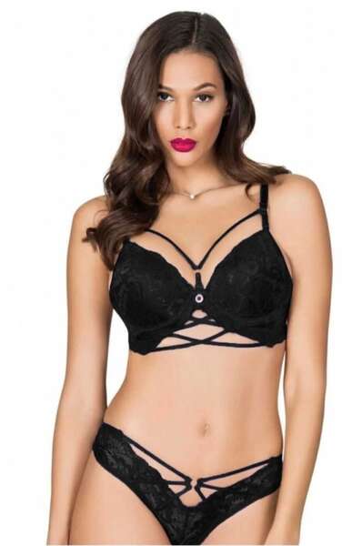 Destekli Push Up Dantelli Bralet Sütyen Külot Takım