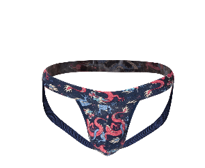 Doreanse - Erkek Fantezi Renkli Ejderha Desenli Jockstrap String Külot