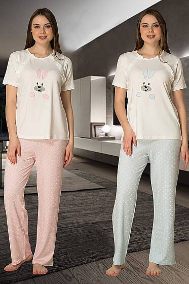 Effortt - Pembe Pamuklu Hamile Lohusa Spor Pijama Takımı (1)