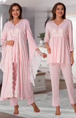 Effortt - Pembe Hamile Lohusa Sabahlıklı Pijama Takımı (1)