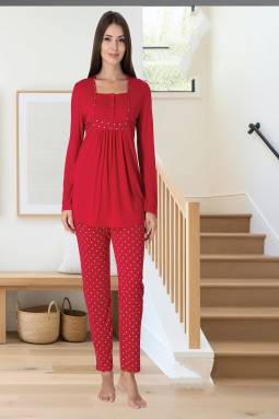 Effortt - Vişne Hamile Lohusa Pijama Takımı