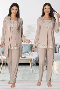Effortt - Vizon Hamile Lohusa Sabahlıklı Pijama Takımı