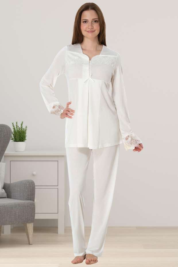 Ekru Hamile Lohusa Pijama Takımı