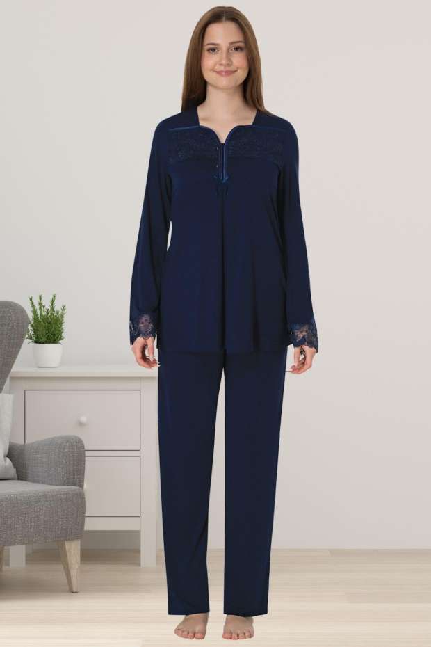 Lacivert Hamile Lohusa Pijama Takımı