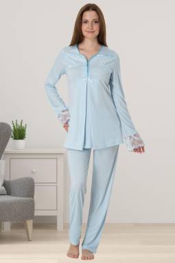 Effortt - Mavi Hamile Lohusa Pijama Takımı