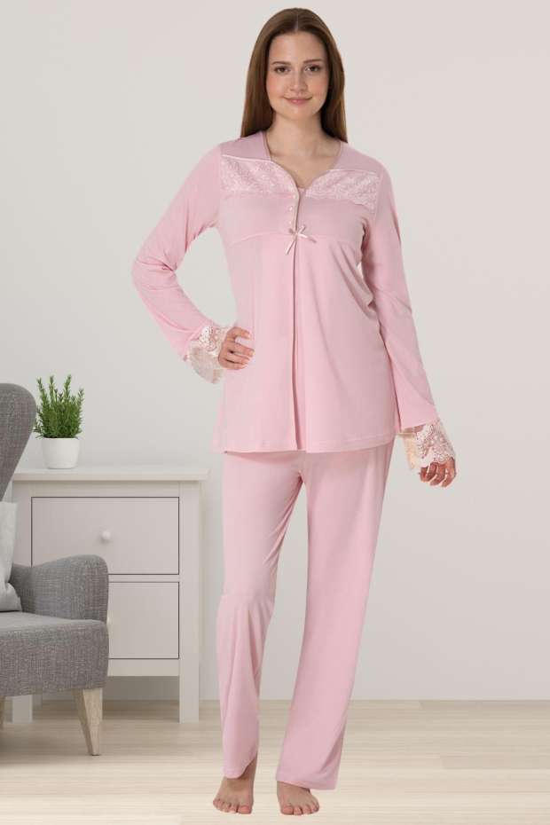 Pembe Hamile Lohusa Pijama Takımı