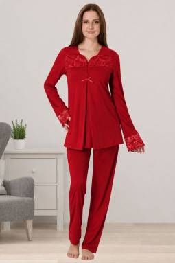 Effortt - Vişne Hamile Lohusa Pijama Takımı