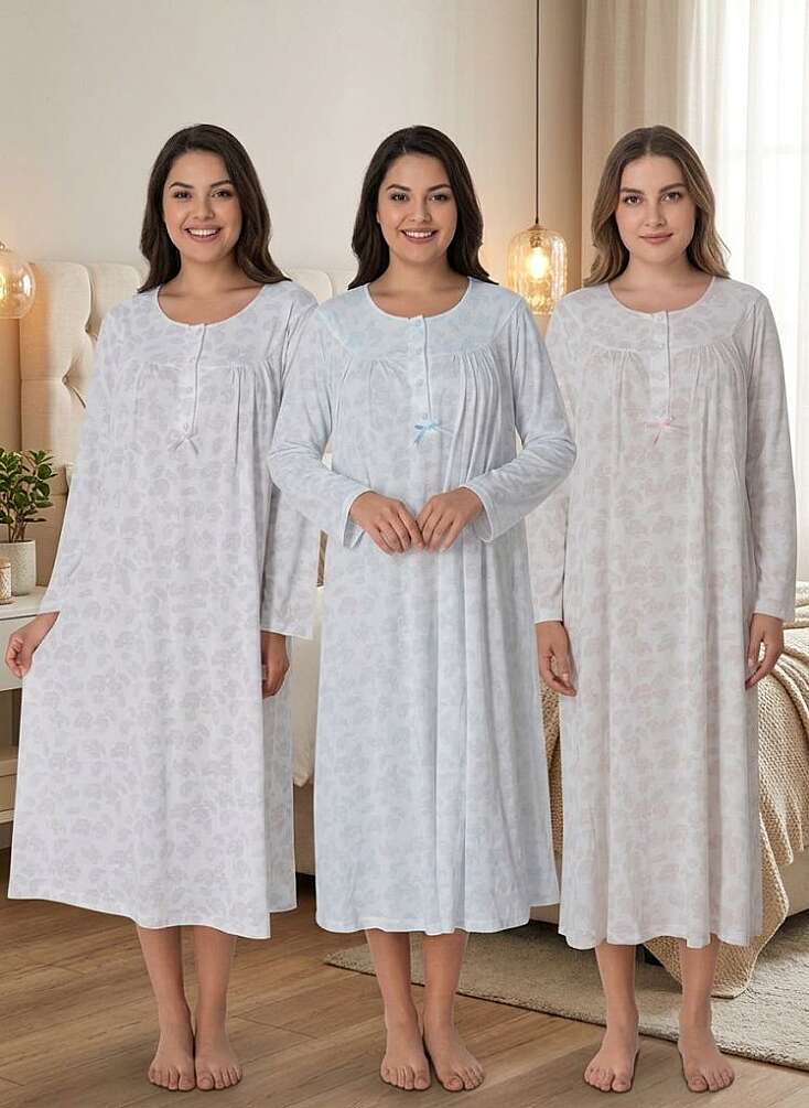 Desenli Büyük Beden Gecelik - 1