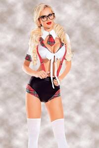 Ekoseli Fantazi Öğrenci Kız Kostümü - Thumbnail