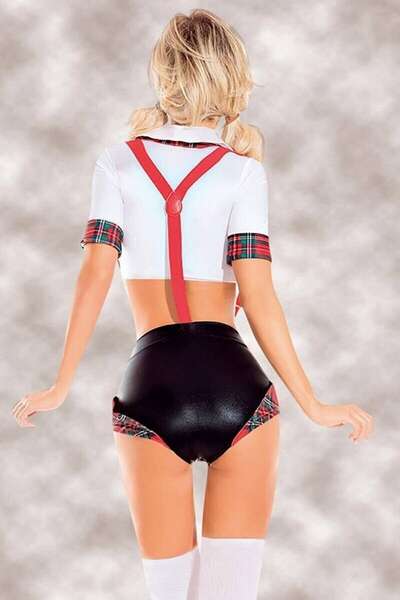 Ekoseli Fantazi Öğrenci Kız Kostümü